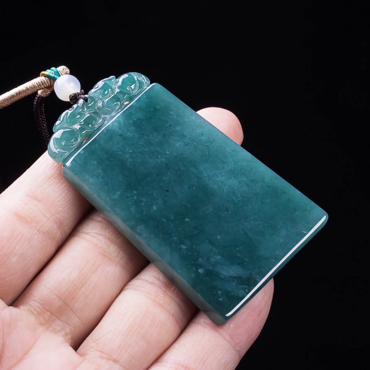 天然A货翡翠仿古无事牌精工玉石种老高冰玉坠吊坠挂件玉牌玉佩