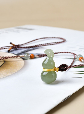 天然和田玉晴水葫芦吊坠小众高级百搭女款手工编制项饰品