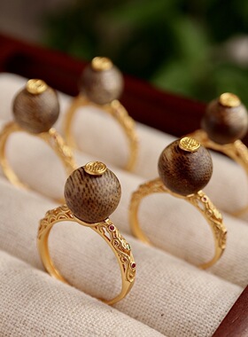 天然海南奇楠沉香戒指S92