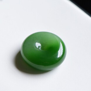 缘鼎玉器 天然和田玉吊坠俄料碧玉乌兰海苹果绿平安扣挂件带证书