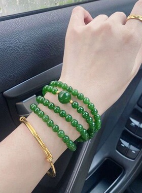 天然和田老坑气质碧绿手链俄料菠菜绿无黑点矿点供货一件代发