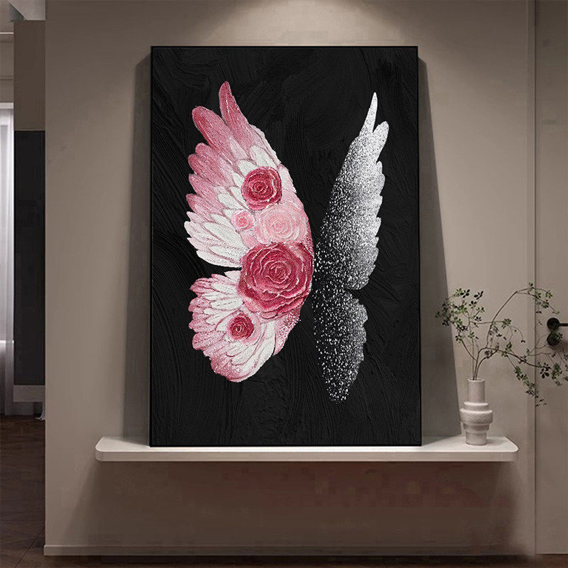 现代简约蝴蝶客厅装饰画高级感餐厅挂画卧室背景墙小众艺术墙壁画