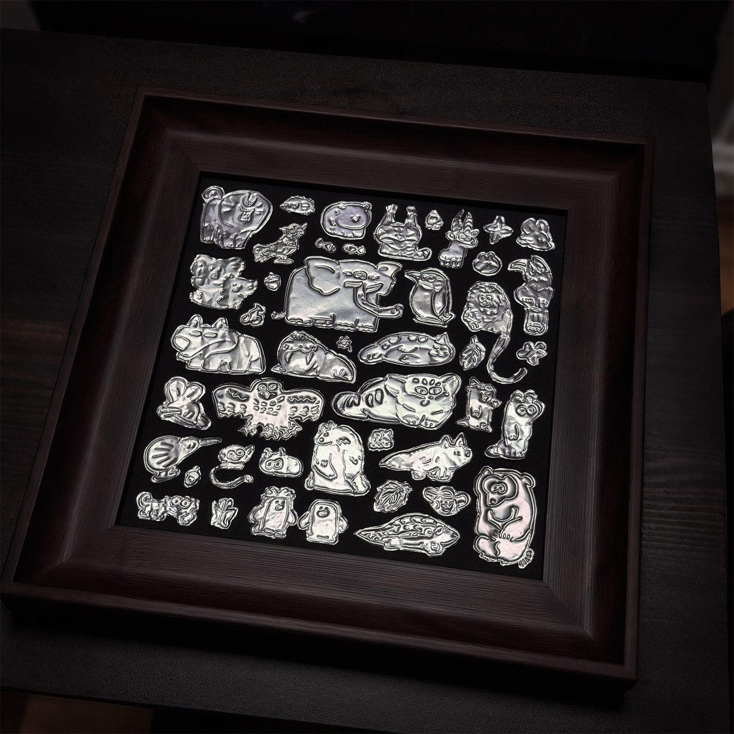 复古银箔动物浮雕感餐厅装饰画吉祥贵气高级艺术客厅摆件玄关挂画