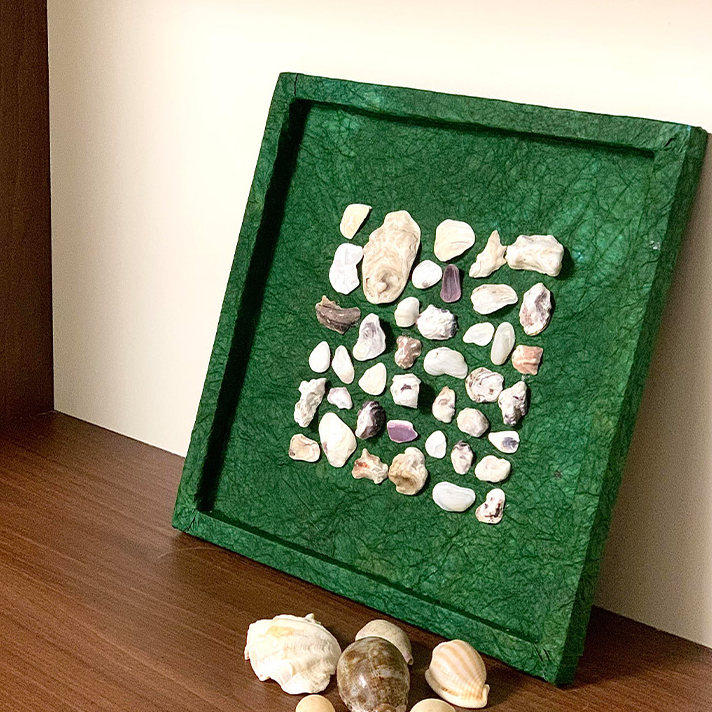 绿色贝壳高级装饰画立体感餐厅摆件挂画现代简约玄关走廊壁画