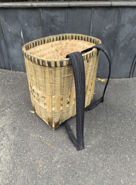 精品竹编背篓竹背篼双层背夹大人成人买菜摘花椒背沙土砖手工竹筐