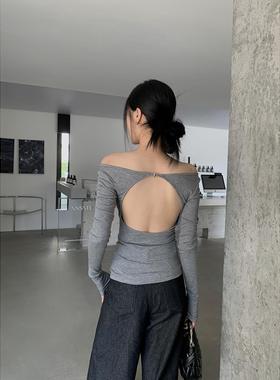 ZONOPOEM夏季防晒罩衫上衣女高级设计感露背轻薄修身长袖T恤2759