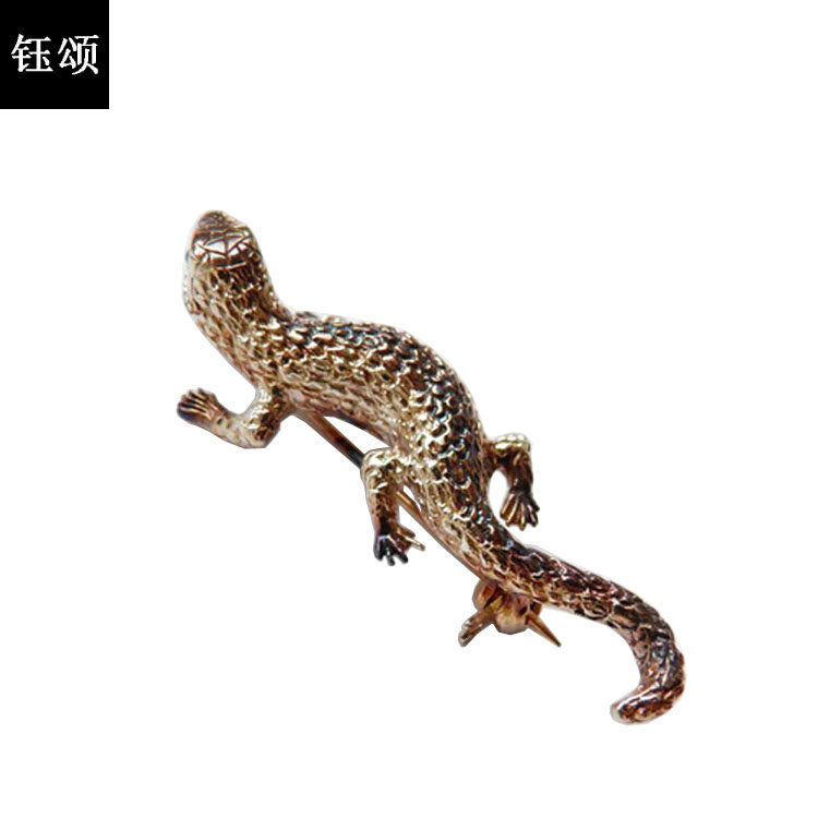 蝾螈胸针波兰设计师大地色四脚鱼别针925银徽章胸章男士女士|钰颂