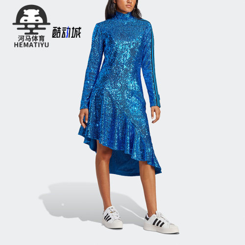阿迪达斯亮片运动连衣裙