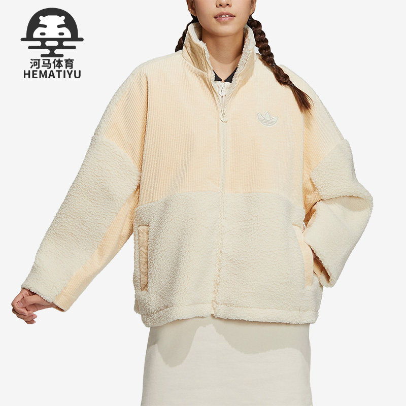 阿迪达斯仿羊羔绒运动女保暖外套