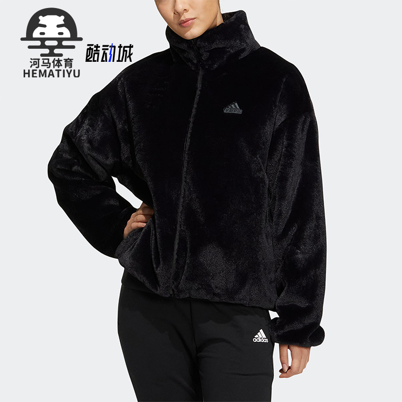 阿迪达斯冬女子人造毛皮运动外套