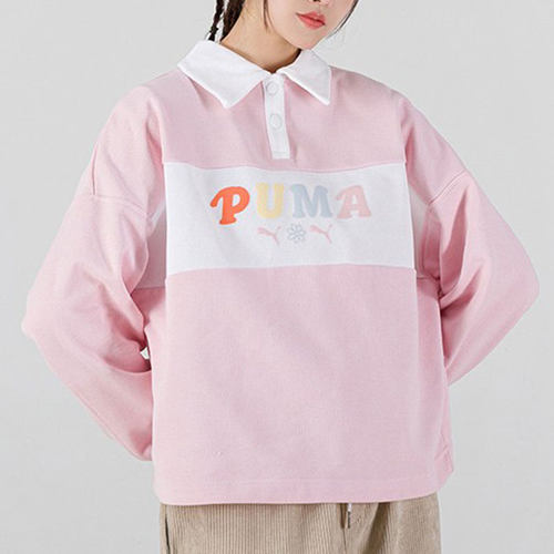 彪马休闲女运动翻领简约套头卫衣