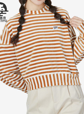 Puma/彪马秋季新款女子运动休闲宽松条纹卫衣537632-74