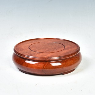 花盆景奇石摆件底座架 简约风格 整料实木光圆形底座 花瓶底座木质