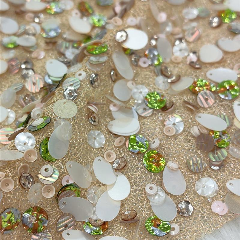 进口手工重工珠片面料 刺绣 钉珠礼服布料 ELIE SAAB御用手工坊