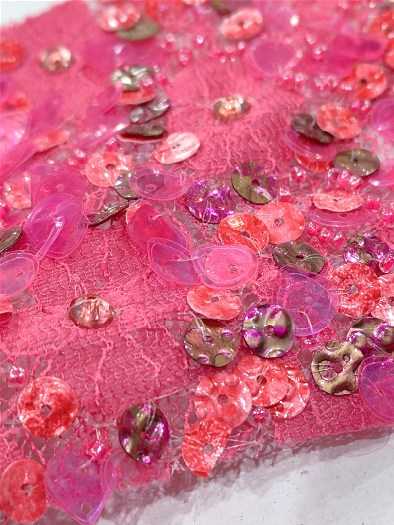 国外ELIE SAAB高定御用面料 进口珠片布料 重工刺绣 钉珠礼服料