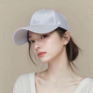丝绸帽子女夏天韩版 情侣鸭舌帽遮阳帽 绸缎纯色硬顶棒球帽百搭时尚