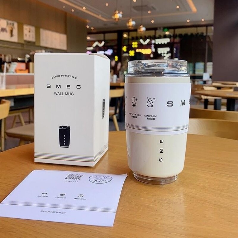 SMEG斯麦格奶白色便携保温杯冷热两用304不锈钢内胆咖啡杯随行杯高性价比高么？