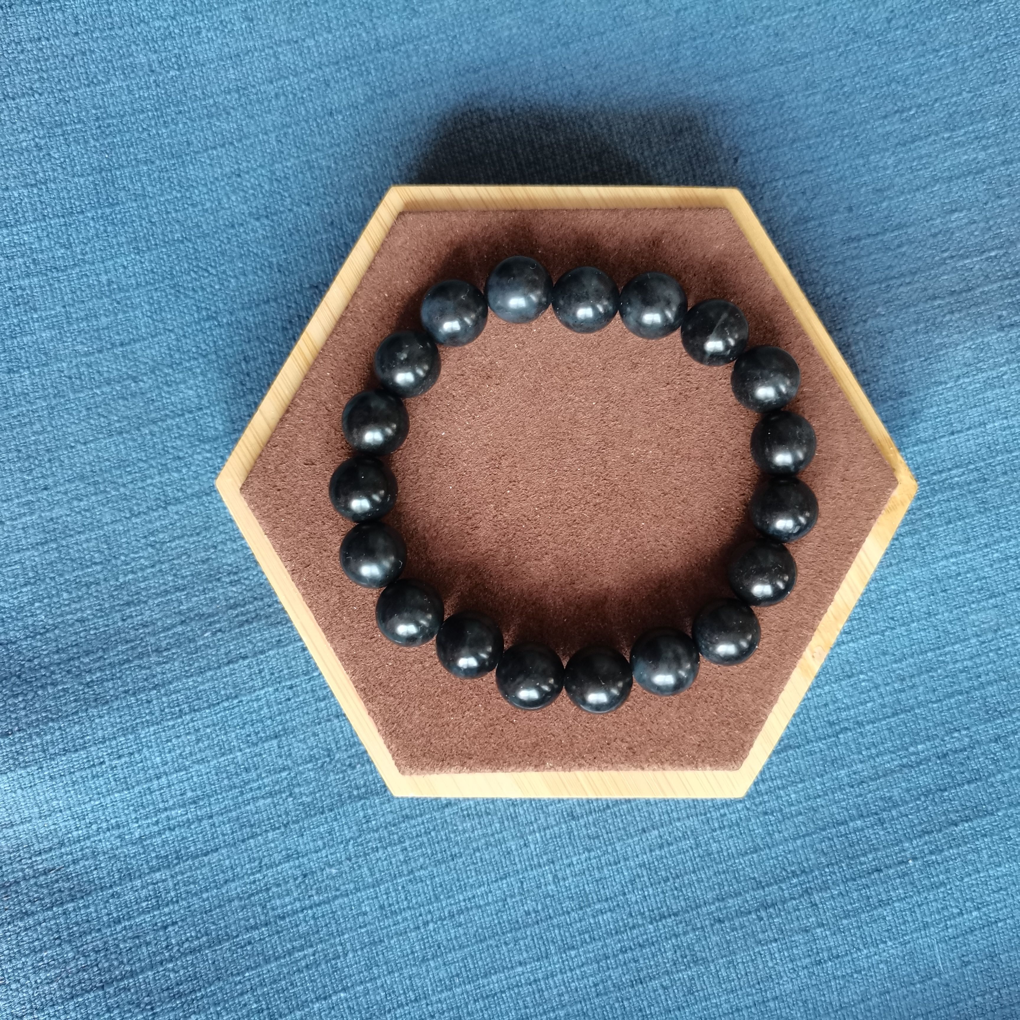 新疆和田玉墨玉籽料圆珠手链和田玉手链气质女款手串礼品