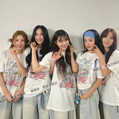 apink演唱会同款应援服宽松纯棉短袖T恤2025夏季男女情侣款体恤潮