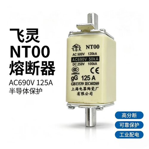 飞灵熔芯体NT00-gG160A 125 100A80A63A DC250V 690V上海电器陶瓷