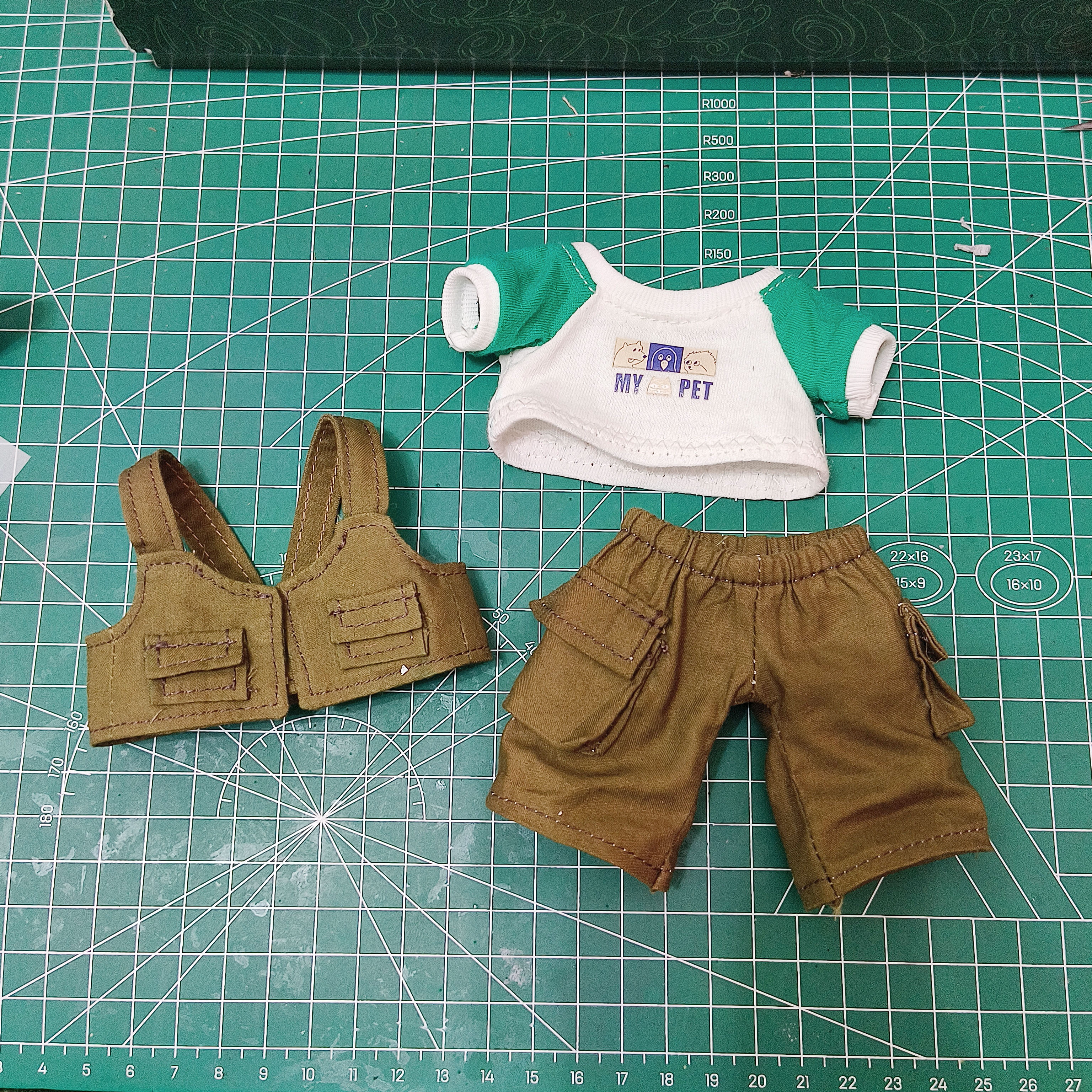 棉花娃娃娃衣套装果果体娃衣三件套工装裤马甲T恤15CM娃