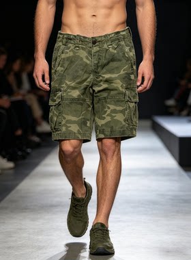 国内现货Abercrombie&Fitch美国男装短款多口袋迷彩休闲短裤