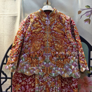 出租 新款手绣褂后龙凤褂裙 大码胖mm200斤 孕新娘褂皇手工刺绣