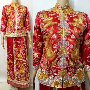 小五福龙凤褂金银线手工刺绣 敬酒服秀禾服嫁衣16 裙褂旗袍定做