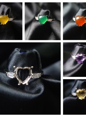 S925纯银女心形戒指气质开口精工