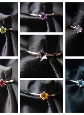 S925纯银女六爪经典简约戒指开口