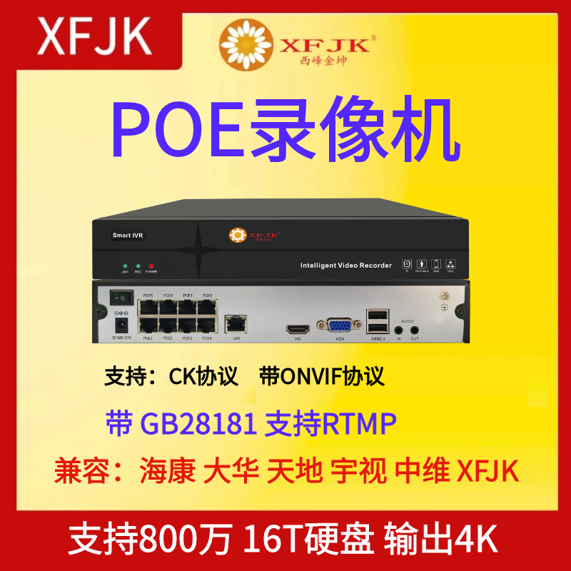 POE录像机NVR网络XFJK远程