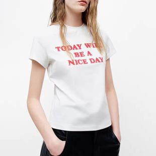 舒适棉弹印花上衣正肩基础百搭短袖 T恤MBF1TEET18 2026春新品 正品