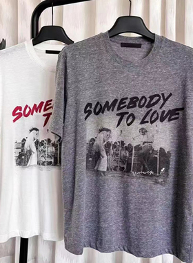 【秦岚同款正品短袖T恤2025春新品做旧摇滚印花宽松MBE1TEET08