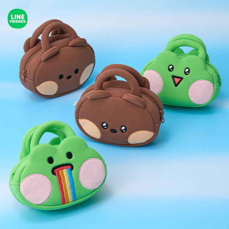 正品现货LINE FRIENDS布朗熊minini WORLD化妆包女手提洗漱收纳包