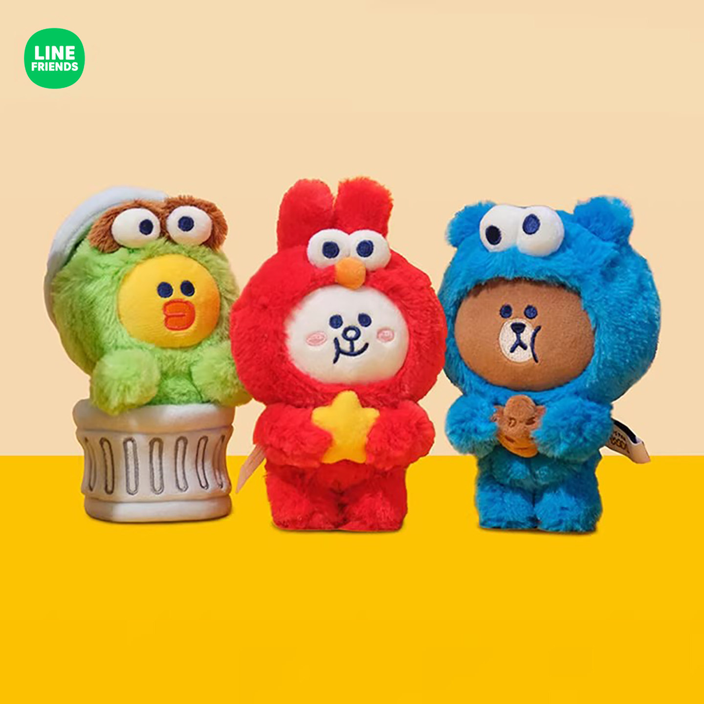 正品现货LINE布朗熊SESAME STREET芝麻街毛绒钥匙扣包挂件可爱