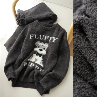 软乎乎 女士半边绒家居服套装 可爱小狗睡衣睡裤 可外穿 冬款女装