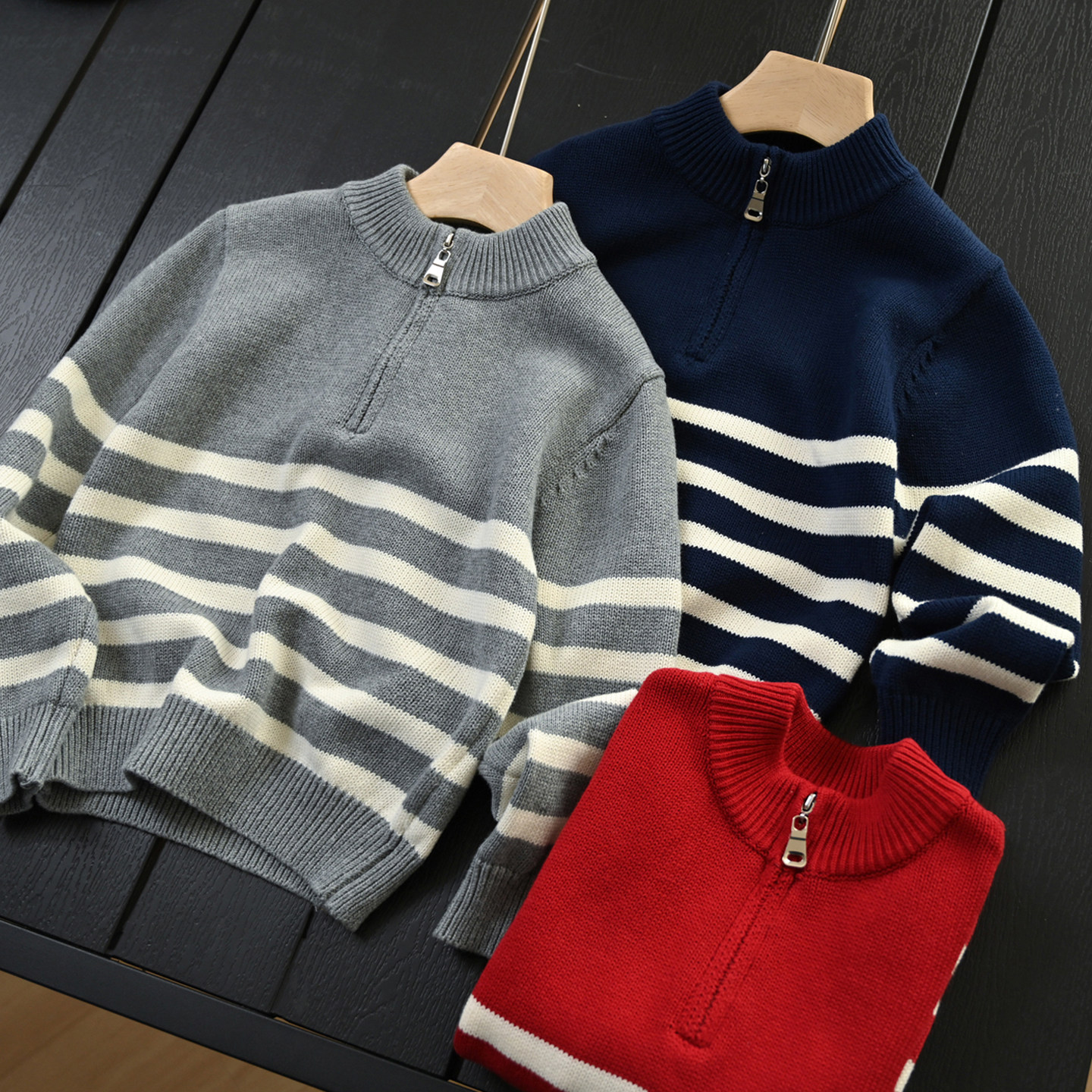 全棉棉线毛衣 儿童半高拉链针织衫 男女童条纹上衣 中大童 秋童装,童装/婴儿装/亲子装,毛衣/针织衫,淘宝优惠券,粉丝福利购,淘宝优惠卷