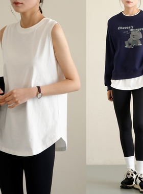 21支纯棉 女士全棉圆领背心打底衫 纯白色叠穿无袖上衣春夏款女装