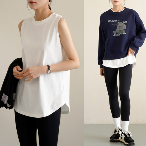 21支纯棉女士无袖纯白无袖背心夏