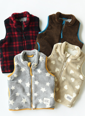 55943 客供面料保暖 儿童马甲纯棉内衬 男童女童珊瑚绒立领坎肩小