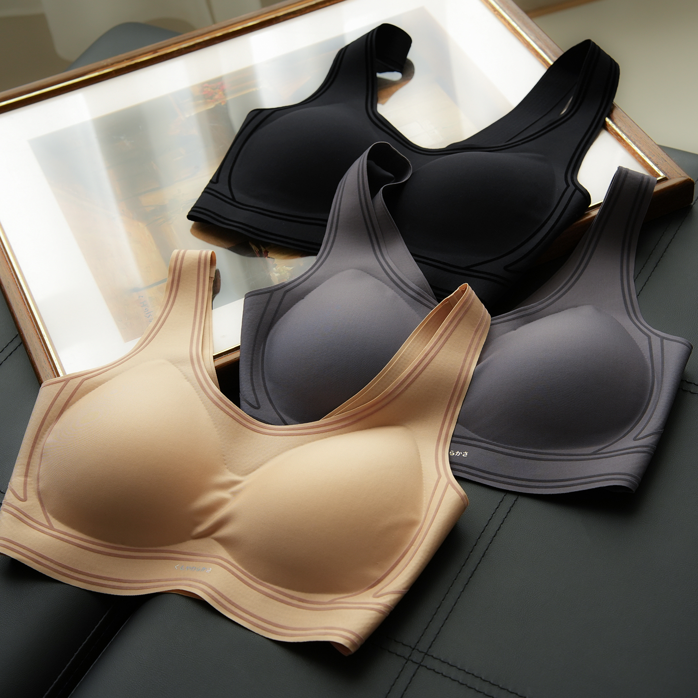 无痕压胶文胸女士运动式美背