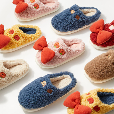 特 儿童棉拖鞋 可爱蝴蝶结 简约家居保暖包头鞋 冬款 童鞋