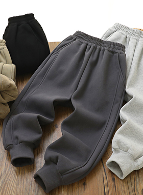 大童180 儿童一体绒卫裤 男童女童校服裤中大童保暖运动裤 秋冬款