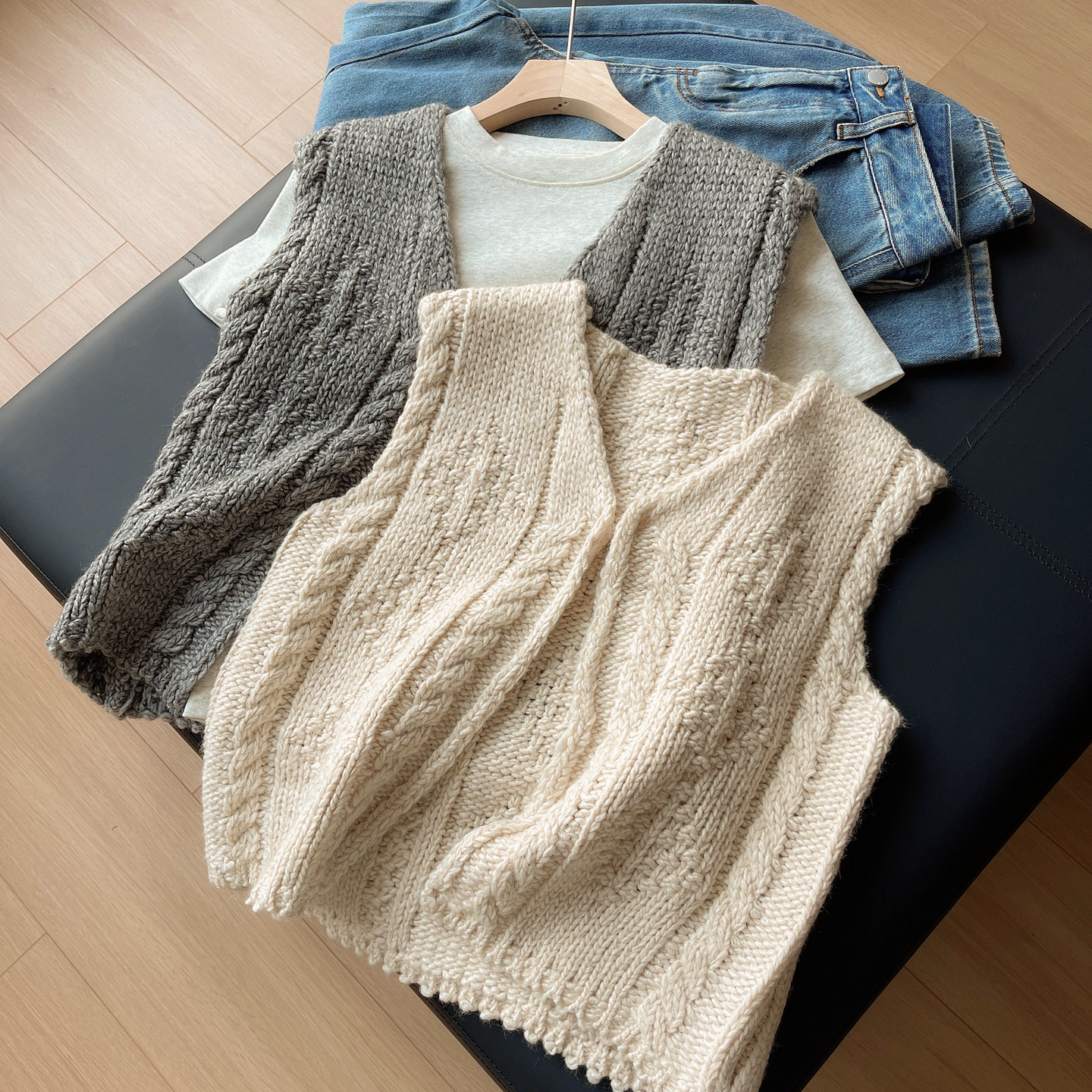 无补 女士V领马甲 粗线针织开衫 含羊毛 秋冬款 女装