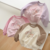 春秋款 A类儿童插肩袖 圆领卡通卫衣女童上衣中小童套头长袖