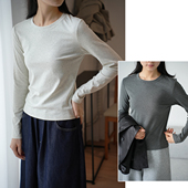 女士圆领长袖 春秋款 T恤 打底衫 棉小T 山东网店 棉弹力 百搭上衣