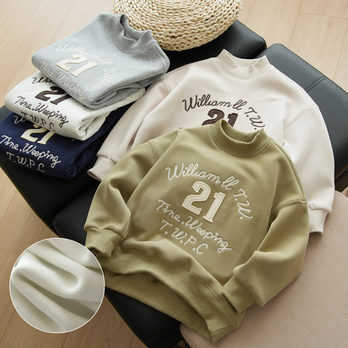 儿童一体绒男女童圆领宽松上衣