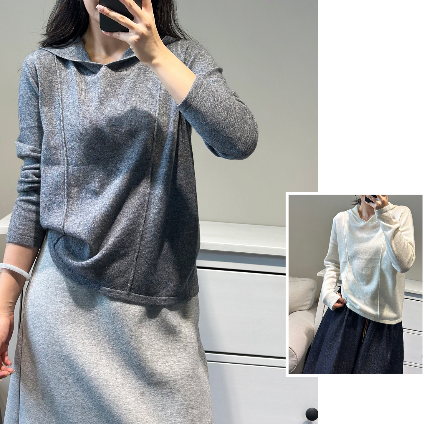 出清无补 女士羊毛衫 连帽针织上衣  秋冬款 女装