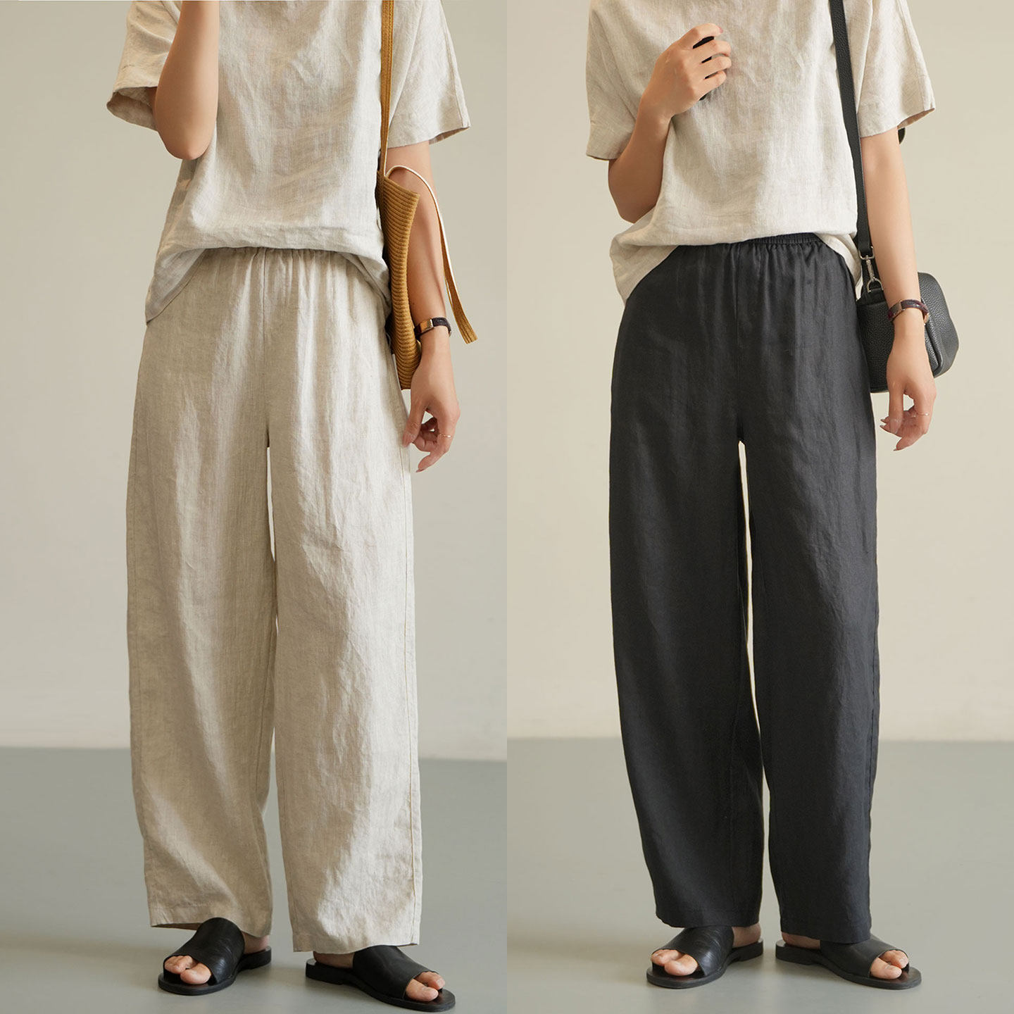 14支全亚麻女士小个子镰刀裤夏款