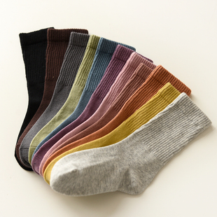 儿童袜子中筒袜 款 罗纹口 四季 童袜 纯色舒适堆堆袜 澳洲长绒棉